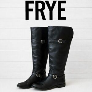 Frye. Black Leather. Double Buckle Straps.
Shirley Boots. Women 5.5.